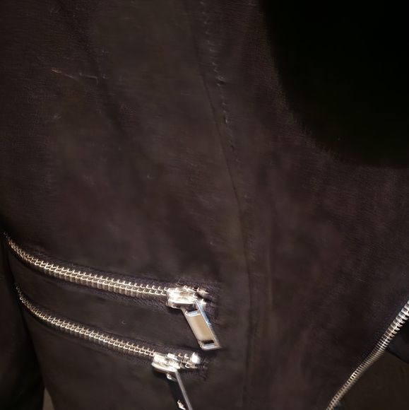 H&M BLACK MICROSUEDE JACKET. SIZE 13/14 Y - Picture 5 of 8